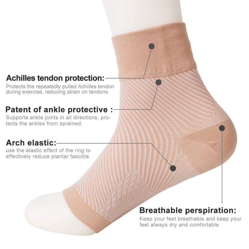 [Australia] - Beccis Compression Socks Foot Sleeves 20-30mmhg with Arch Support for Men & Women，24/7 Foot Care - Best for Plantar Fasciitis，Achilles Tendinitis ，Ankle Sprains、Swelling Beige L 