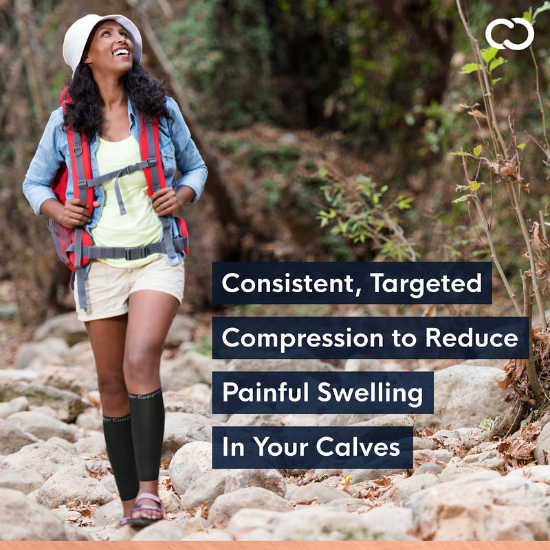 [Australia] - Copper Compression Calf Sleeves - Footless Compression Socks for Running, Cycling, & Fitness. Support and Relief from Shin Splints, Varicose Veins, Sore Muscles + Joints, Sprains, Strains (1 PAIR - M) Medium (1 Pair) 