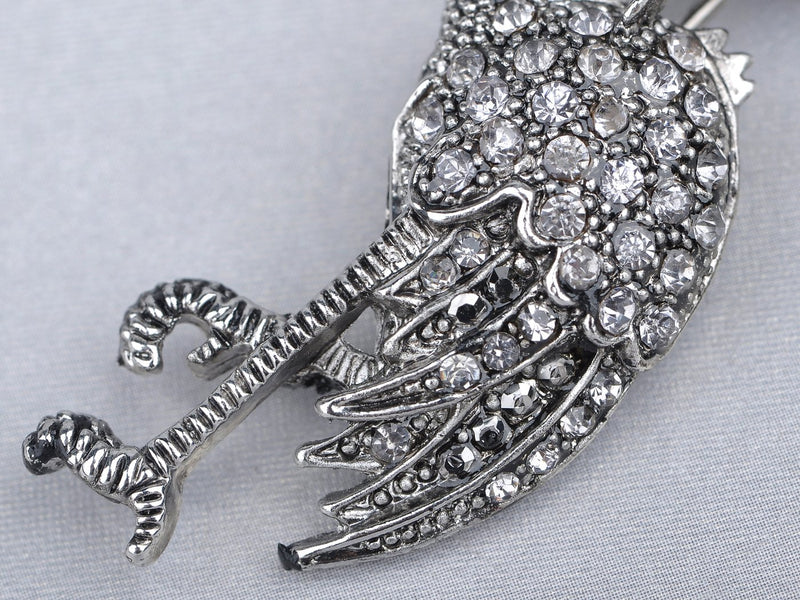 [Australia] - Alilang Standing Flamingo Bird Beak Crystal Rhinestone Bird Brooch Pin 