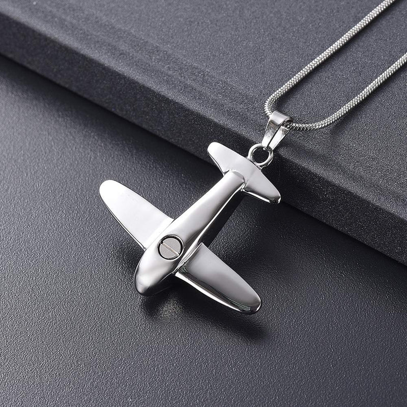 [Australia] - memorial jewelry Birthstone Personalized Airplane Mens Cremation Ashes Jewelry Initial Necklace October-Tourmaline 