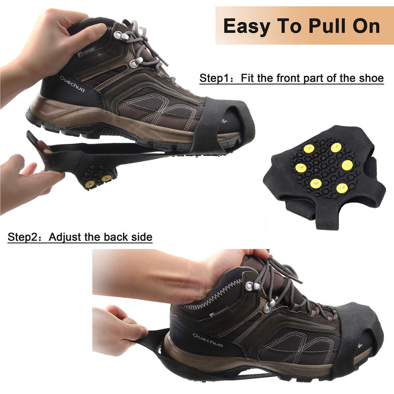 [Australia] - Shaddock Fishing Ice Cleats for Shoes Boots, Ice Cleats Snow Ice Cleats Over Shoe Boots Anti Slip Traction Cleat 10 Studs Crampons Slip-on Stretch Footwear for Men Women Medium(3-5 men/5-7 women) 