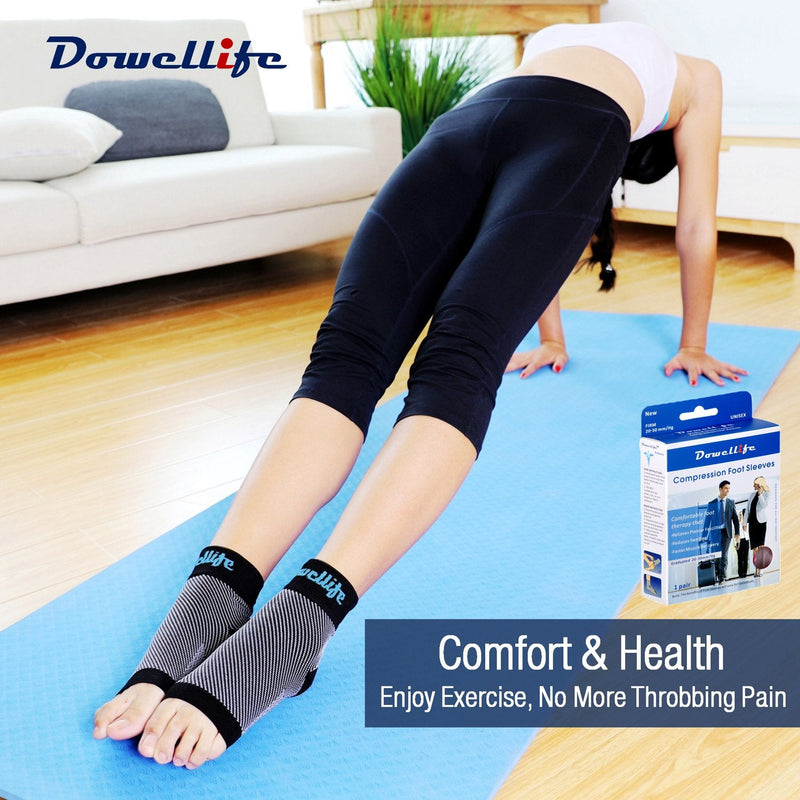 [Australia] - Dowellife Plantar Fasciitis Socks, Ankle Brace Compression Support Sleeves & Arch Support, Foot Compression Sleeves, Ease Swelling, Achilles Tendonitis, Heel Spur for Men Women Black Large 