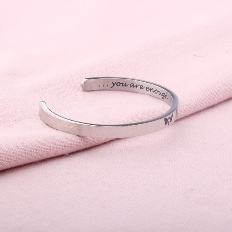 [Australia] - UJIMS Inspirational Quote Gift Mental Health Awareness Bracelet You are Enough Semicolon Encouragement Jewelry for Depression Suicide Prevention Semicolon Cuff Bracelet 