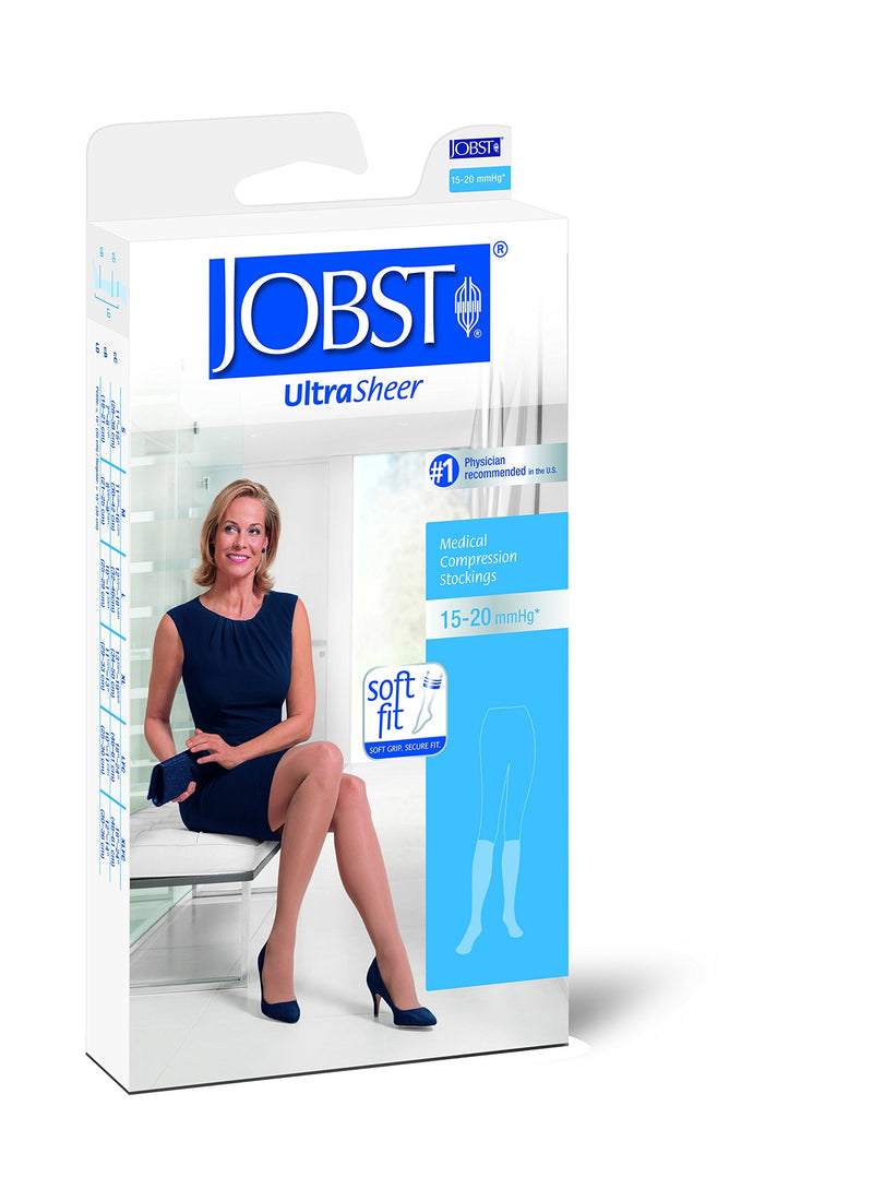 [Australia] - JOBST UltraSheer Knee High with SoftFit Technology Band, 15-20 mmHg Compression Stockings, Closed Toe, X-Large Full Calf, Natural X-Large Full Calf (1 Pair) 