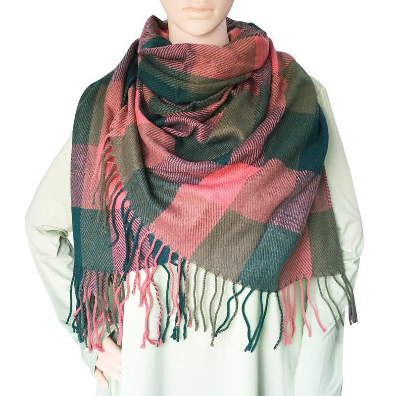 [Australia] - Chalier Ladies Scarf and Shawl Winter Ladies Scarves Blanket Scarf for Women Tartan Scarf Ladies Gifts Dark pink 