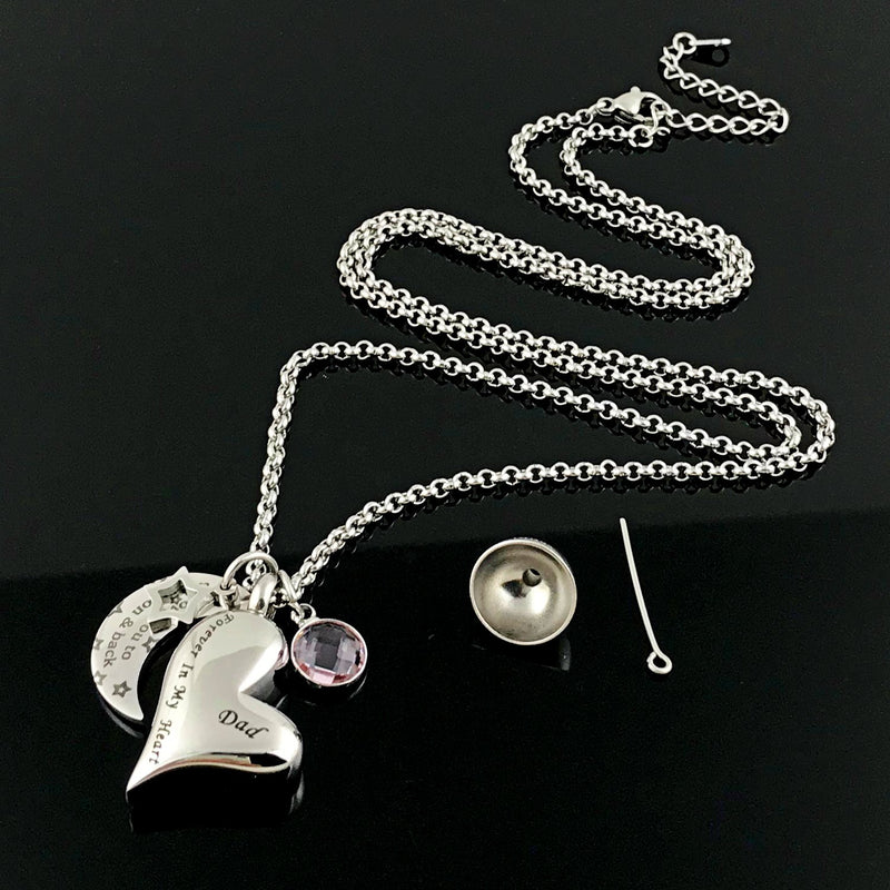 [Australia] - YOUFENG Urn Necklaces for Ashes I Love You to The Moon and Back for Dad Cremation Urn Locket Birthstone Jewelry June urn necklace 