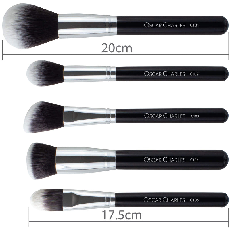 [Australia] - Oscar Charles 12-Piece Professional Makeup Brush Set - Silver 