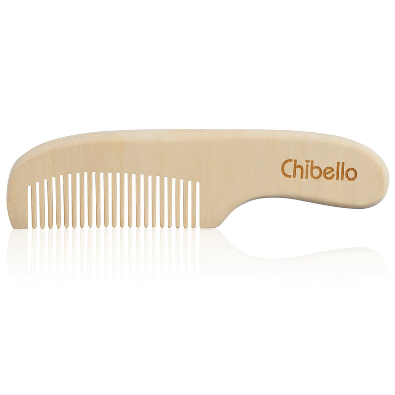 [Australia] - Chibello 4 Piece Wooden Baby Hair Brush and Comb Set Natural Goat Bristles Brush for Cradle Cap Treatment Wood Bristle Brush for Newborns and Toddlers Perfect for Baby Shower and Registry 