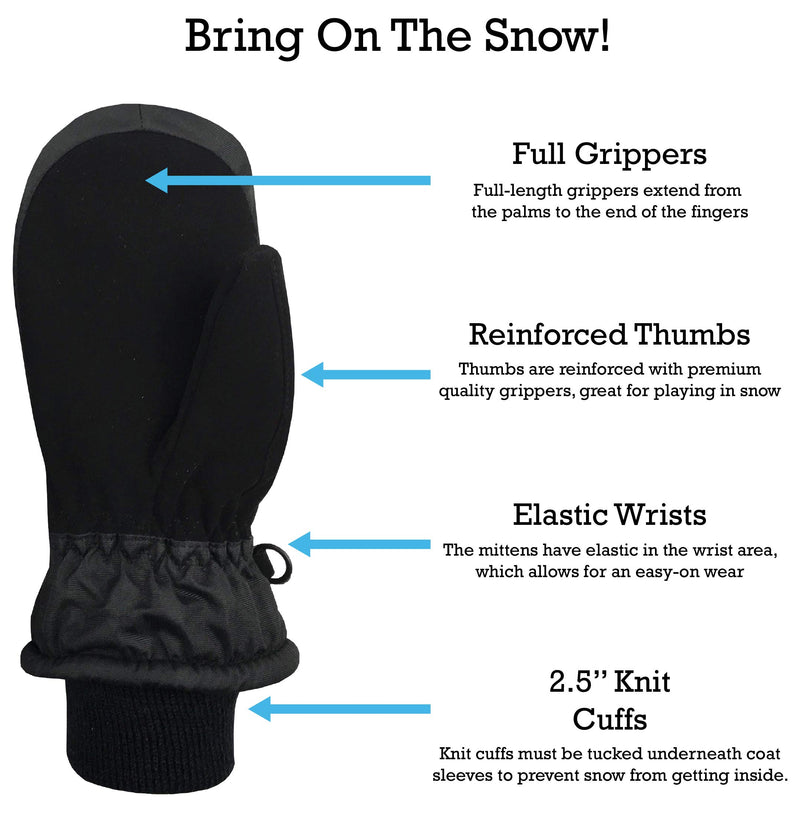 [Australia] - N'Ice Caps Little Kids Thinsulate Waterproof Embroidered Ski Snow Mittens Blaccolor-sizerucks Embroidery 2-3 Years 