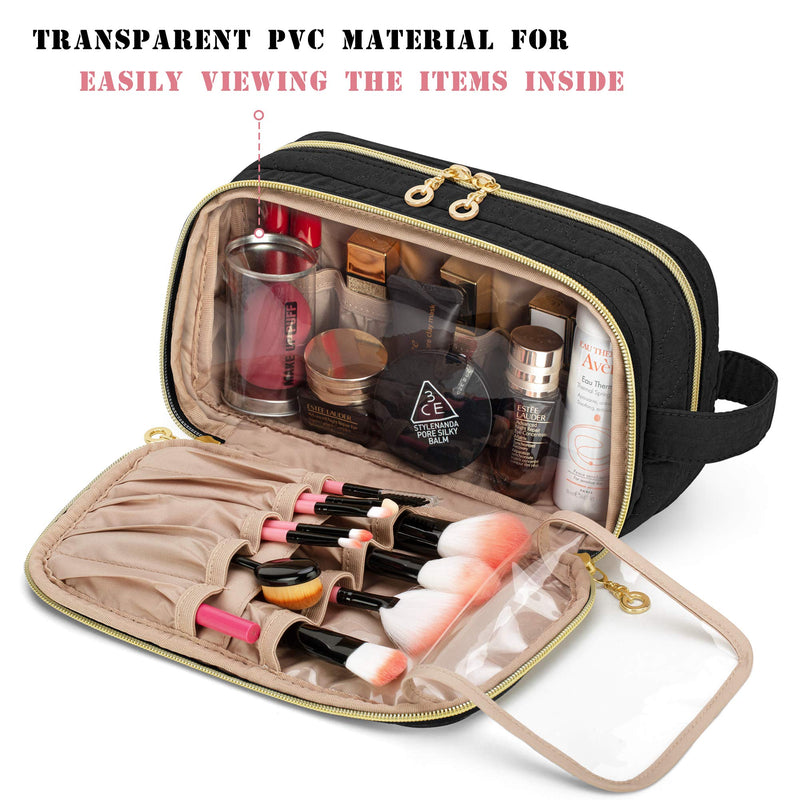 [Australia] - Teamoy Makeup Toiletry Bag With Handle, Travel Makeup Organizer Cosmetic Bag for Makeup Brushes(Up To 9-Inch), Beauty Essentials and More, Black(Patent Pending) 