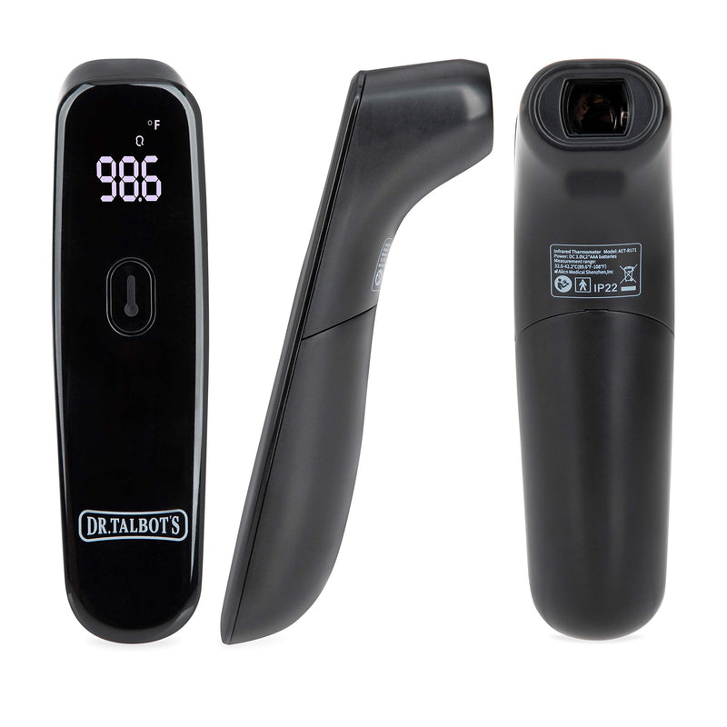 [Australia] - Dr. Talbot's Non-Contact Acrylic Infrared Thermometer with Led Screen, Fever Warning Indicator, Accurate 1 S Reading for Baby, Kids, Adults, Black 