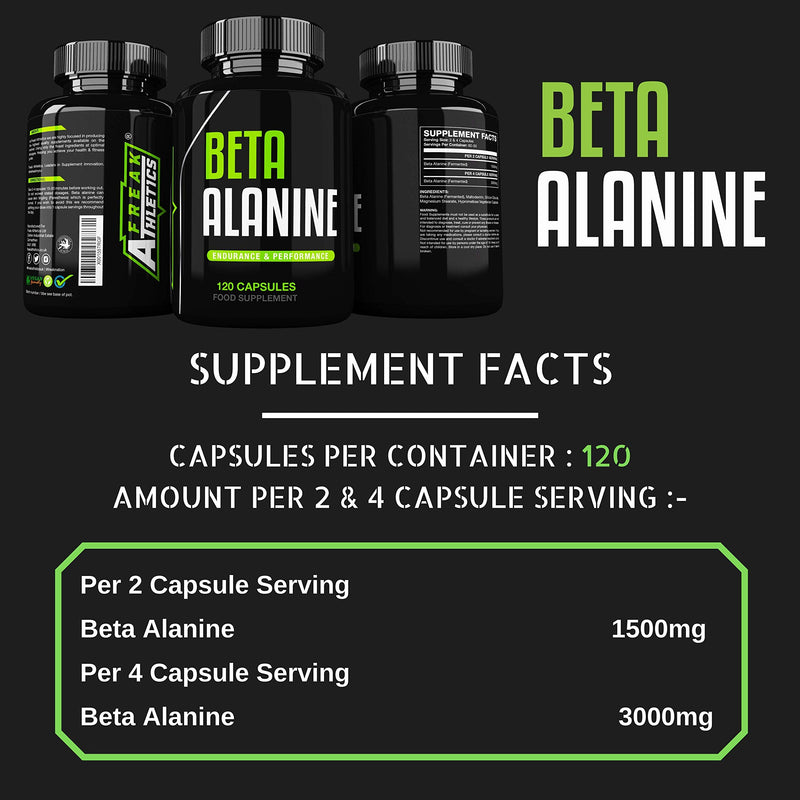 [Australia] - Beta Alanine 750mg Capsules by Freak Athletics - 120 Capsules Premium Beta Alanine Supplement UK Made Suitable for Men & Women 