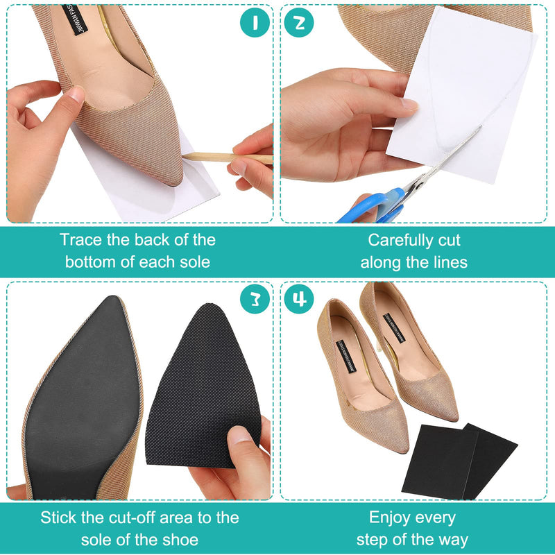 [Australia] - 10 Pcs Large Shoe Slip Pads Non Slip Shoe Pads Anti Skid Shoe Treads 3.1 Inch x 5.1 Inch Adhesive Shoe Grip Pads Rubber Shoe Sole for Bottom of Men Women Shoes Heels or Boots Replacement Black 