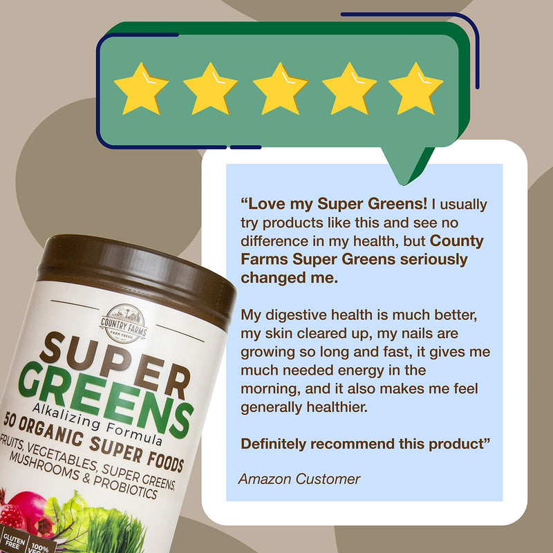 [Australia] - Country Farms Super Greens Flavor, 50 Organic Super Foods, USDA Organic Drink Mix, 20 Servings (Packaging May Vary), (N9880) Chocolate, 10.6 Oz 