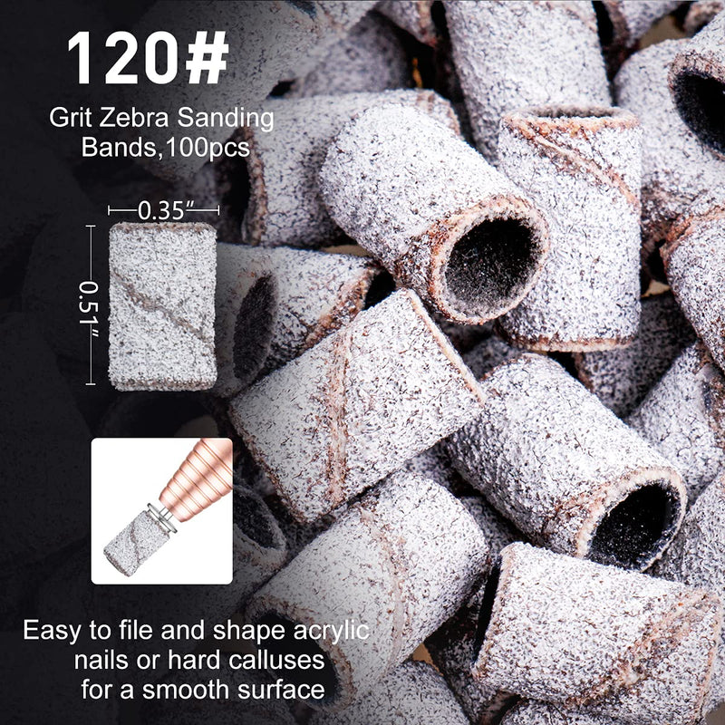 [Australia] - Nail Drill Bits with 300pcs Sanding Bands for Nail Drill Electric File Nail Bits 3/32 Inch Size #80#120#180 Efile Sanding for Acrylic Gel Nails Cuticle Manicure Pedicure 