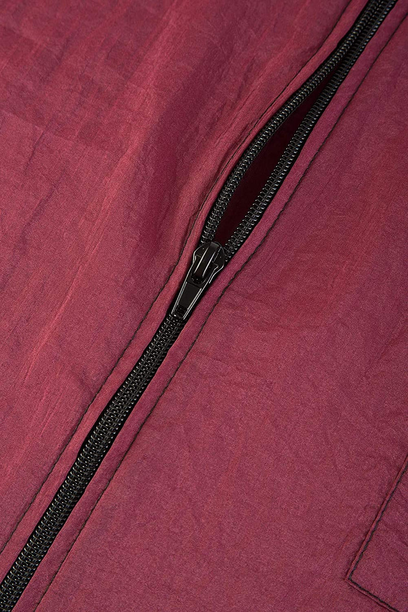 [Australia] - Betty Dain Premier Barber Jacket, Soft, Lightweight, Water Resistant Nylon Repels Hair, Zippered Front, Two Angled Lower Pockets with Zippered Bottoms, Angled Chest Pocket, Burgundy, XL 