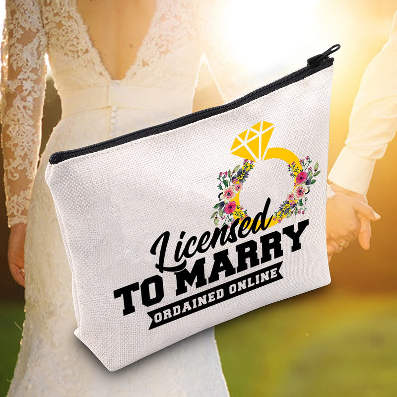[Australia] - LEVLO Wedding Officiant Cosmetic Bag Officiant Proposal Gift License to Marry Ordained Online Make up Zipper Pouch Bag Appreciation Gift For Wedding Minister Wedding Pastor, License to Marry, 