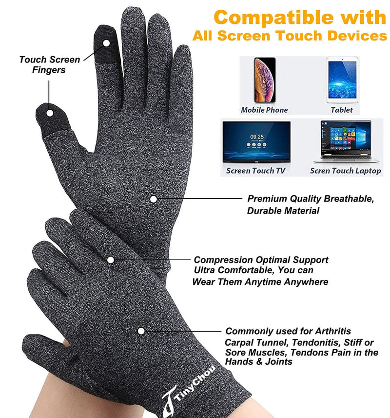[Australia] - 2 Pairs Full Finger Arthritis Gloves,Compression Gloves for Women Men, Hand Gloves Support and Warmth for Hands, Finger Joint, Relieve Pain from Rheumatoid, Osteoarthritis, RSI (Medium (2 Pairs)) Medium (2 Pair) 