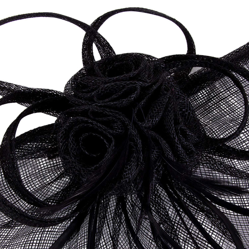 [Australia] - VIJIV Women's Vintage Derby Fascinator Hat Pillbox Headband Feather Cocktail Tea Party One Size Black 