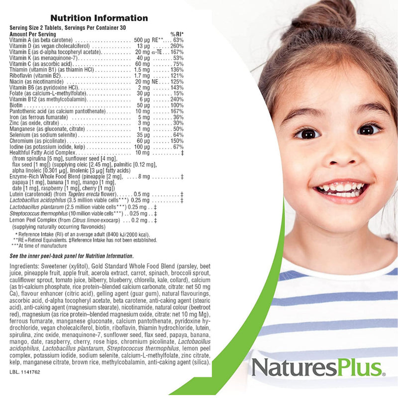 [Australia] - NaturesPlus Animal Parade Gold Children�s Multivitamin - Cherry Flavour, Chewable Animal Shaped Tablets - Vegan, Gluten Free, Vegan - 60 Tablets 60 Count (Pack of 1) 