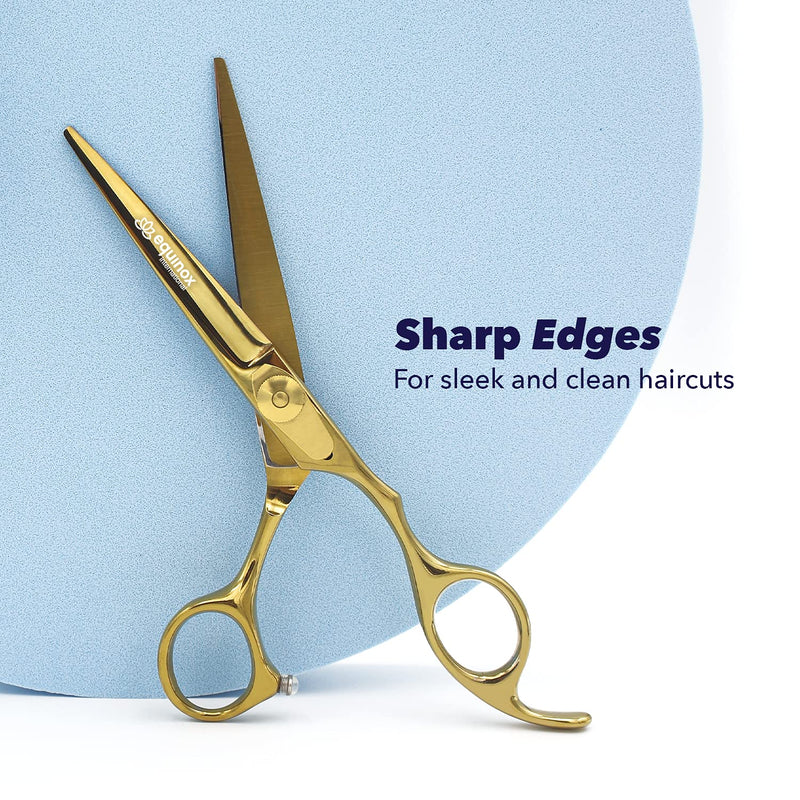 [Australia] - Equinox Professional Razor Edge Series - Barber Hair Cutting Scissors/Shears - 6.5" Overall Length with Fine Adjustment Tension Screw Liquid Gold 