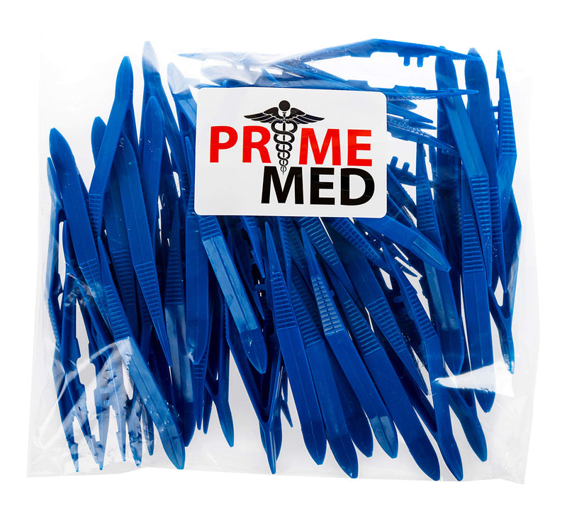 [Australia] - Bulk Priced Plastic Blue Forceps (Tapered Tweezers) from PrimeMed (125 Count) 125 Count 