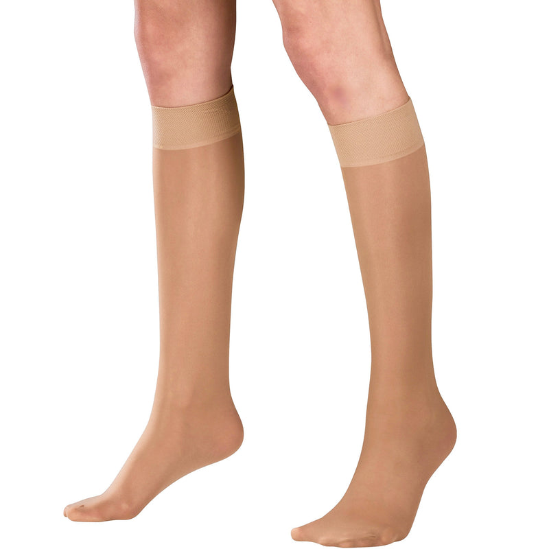 [Australia] - Truform Sheer Compression Stockings, 8-15 mmHg, Women's Knee High Length, 20 Denier, Beige, Large Large (1 Pair) 