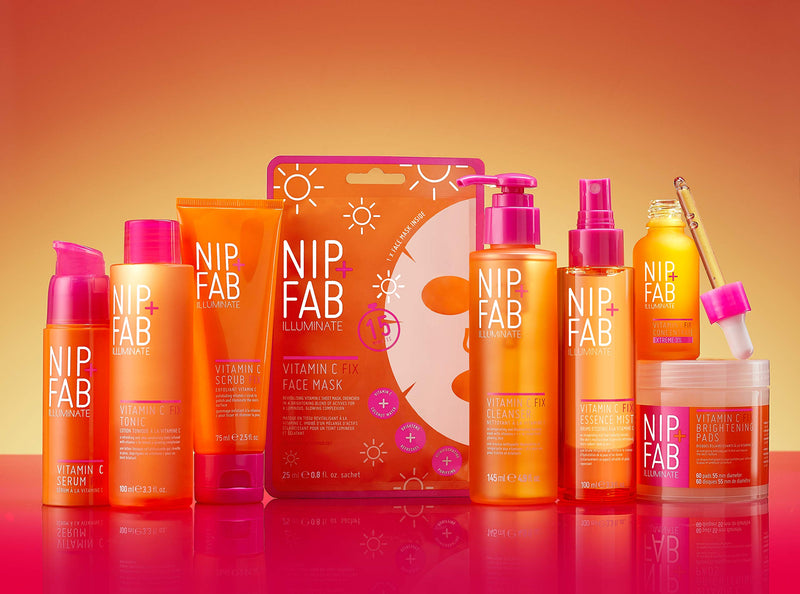 [Australia] - Nip + Fab Vitamin C Fix Brightening Pads for Face, Facial Pad with Anti-Aging Pomegranate and Coffee Seed Extract to Brighten Even Tone Skin, 60 Pads, 80 ml 