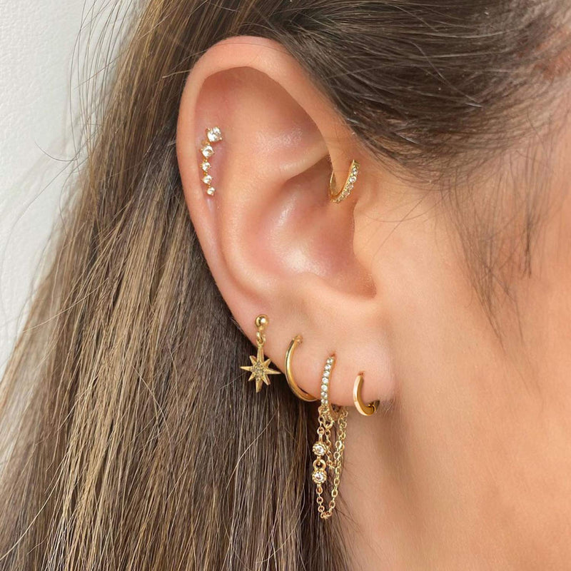 [Australia] - Small Gold Hoop Earrings for Women : 14k Real Gold Plated Hypoallergenic Tiny Cartilage Huggie Girls Ear Jewelry 