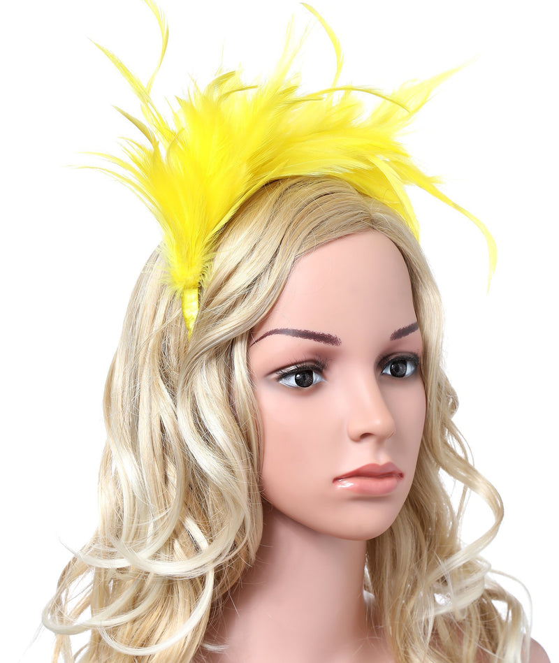 [Australia] - Coucoland Feather Fascinator 1920s Fascinator Gatsby Feather Headband Bridal Headpiece 1920s Flapper Accessories Derby Headpiece for Cocktail Yellow 