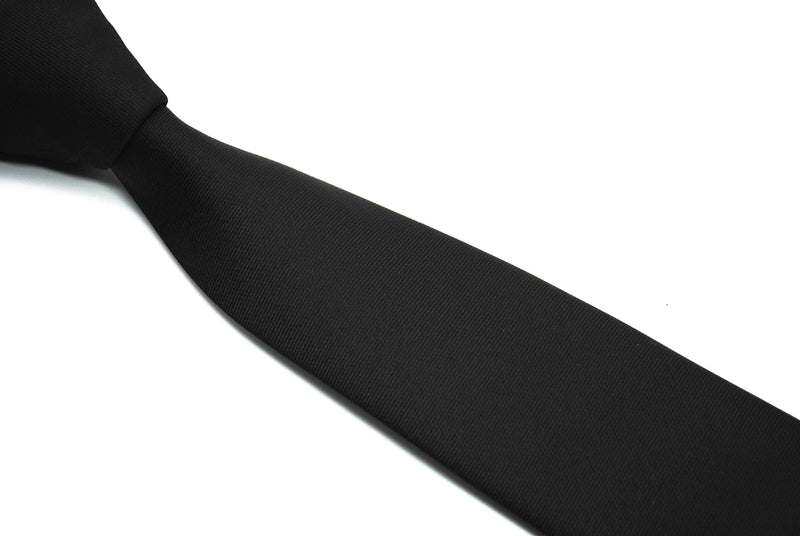 [Australia] - ZENXUS Skinny Solid Ties for Men, 2.5 inch Slim Plain Neckties 4-Pack Matte Black 