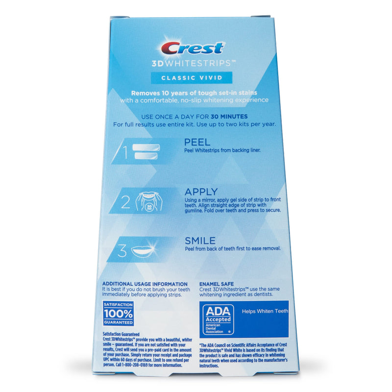 [Australia] - Crest 3D Whitestrips, Classic Vivid, Teeth Whitening Strip Kit, 20 Strips (10 Count Pack) 