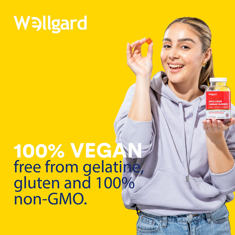 [Australia] - Vegan Apple Cider Vinegar Gummies by Wellgard, Gold Standard 1000mg ACV Gummies with Vitamin C, Chromium and Pomegranate, Non-GMO, Gluten-Free & Gelatine-Free 