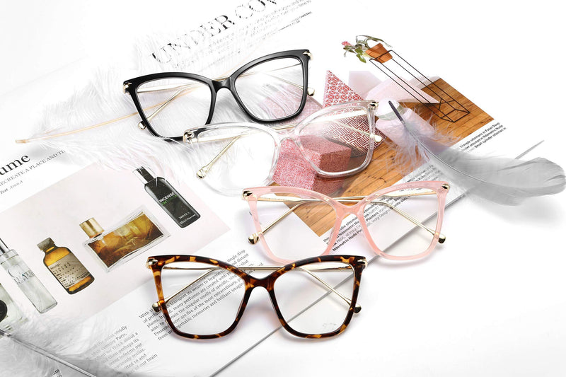 [Australia] - FEISEDY New Oversized Cat Eye Glasses Big Frame Clear Lenses Eyewear for Women B2460 Leopard 