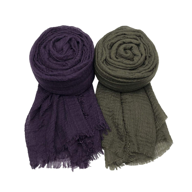 [Australia] - MANSHU 3 PCS Women Soft Scarf Shawl Long Scarf. Army Green, Dark Purple, Dark Brown 