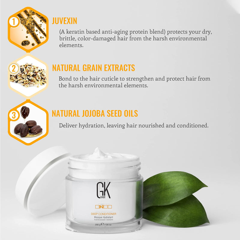 [Australia] - GK HAIR Global Keratin Deep Conditioner Masque (7.05 Fl Oz/200g) Intense Hydrating Repair Treatment for Dry Damaged and Color Treated Hair, Anti Frizz, Hair Restoration Formula with JOJOBA Seed Oils 200 g (Pack of 1) 