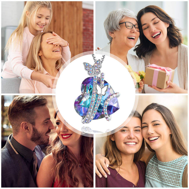 [Australia] - Butterfly Gifts for Women Love Heart Butterfly Necklace for Women, Mother's Day Valentine's Day Christmas Anniversary Birthday Gifts for Her 