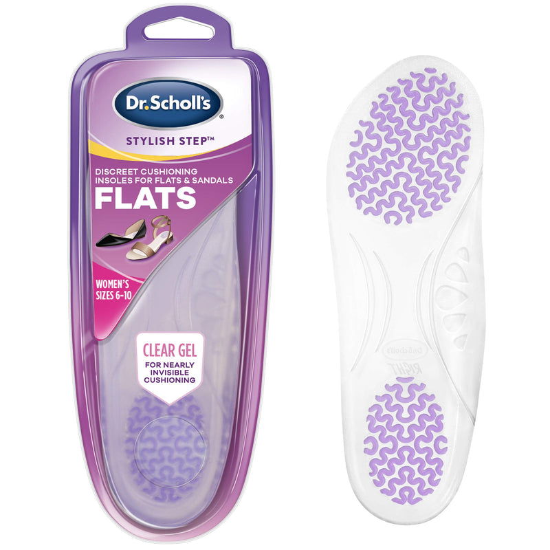 [Australia] - Dr. Scholl's Cushioning Insoles for Flats and Sandals, All-Day Comfort in Flats, Boots, (for Women's 6-10), New Clear Gel for Open Side Flats 