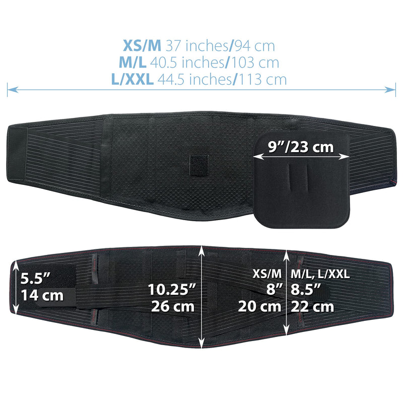 [Australia] - ORTONYX Lumbar Support Belt Lumbosacral Back Brace – Ergonomic Design and Breathable Material - XS/S (Waist 26"-32.2") Black XS/M (Waist 26"-32.2") 