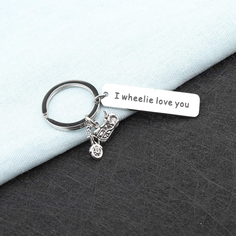 [Australia] - PLITI Motorcycle Biker Rider Keychain I Wheelie Love You Motorcycle Lover Couple Gift Husband Boyfriend Wheelie Love U Key 