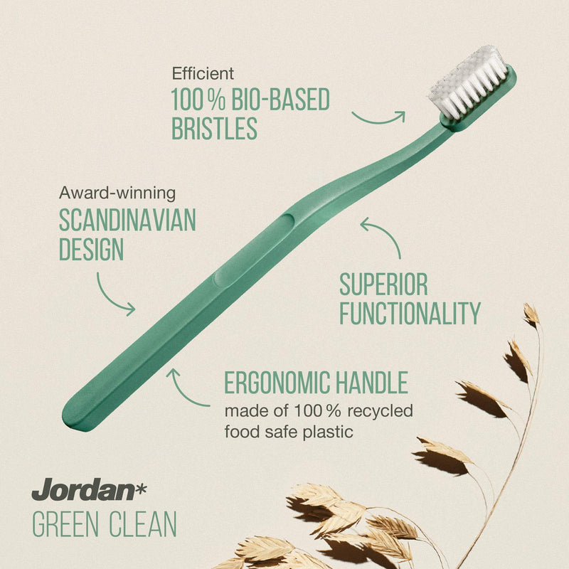 [Australia] - Jordan ® | Green Clean Manual Toothbrush | Award Winning Sustainable Toothbrush Made from Recycled Materials | Eco-Friendly | Scandinavian Design | Soft Bristles | Mixed Colour | Pack 4 Units 