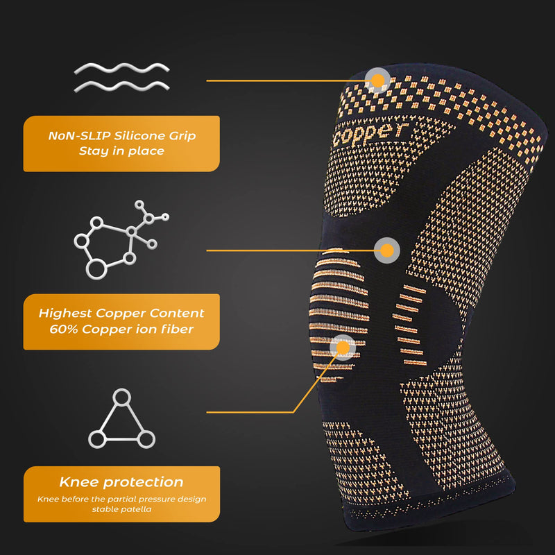 [Australia] - (2Pack)Copper Knee sleeve for Arthritis Pain and Support-Copper Knee Brace for Knee Pain Relief, Workout, and Sports (2X-Large) Tan 2X-Large 