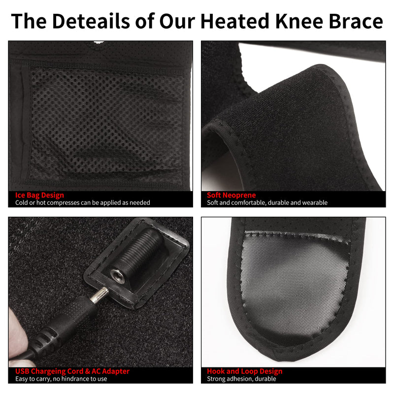 [Australia] - Heated Knee Brace Wrap, Knee Heating Pad for Arthritis Pain Relief, Electric Heat Knee Support with 3 Temperature Control Thermal Therapy for Joint Soreness, Swelling, Cramps, Rheumatism(No Battery) 
