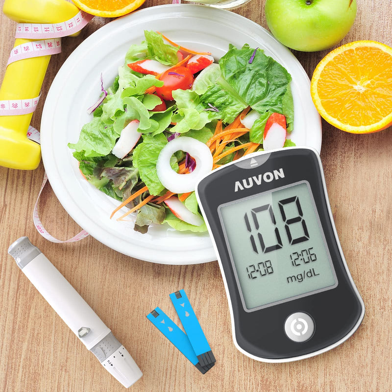 [Australia] - AUVON Blood Glucose Monitor Kit for Accurate Test, Diabetes Testing Kit with 100 Glucometer Strips, 100 30G Lancets and Lancing Devices, I-QARE DS-W Portable Blood Sugar Test Kit, No Coding Required 