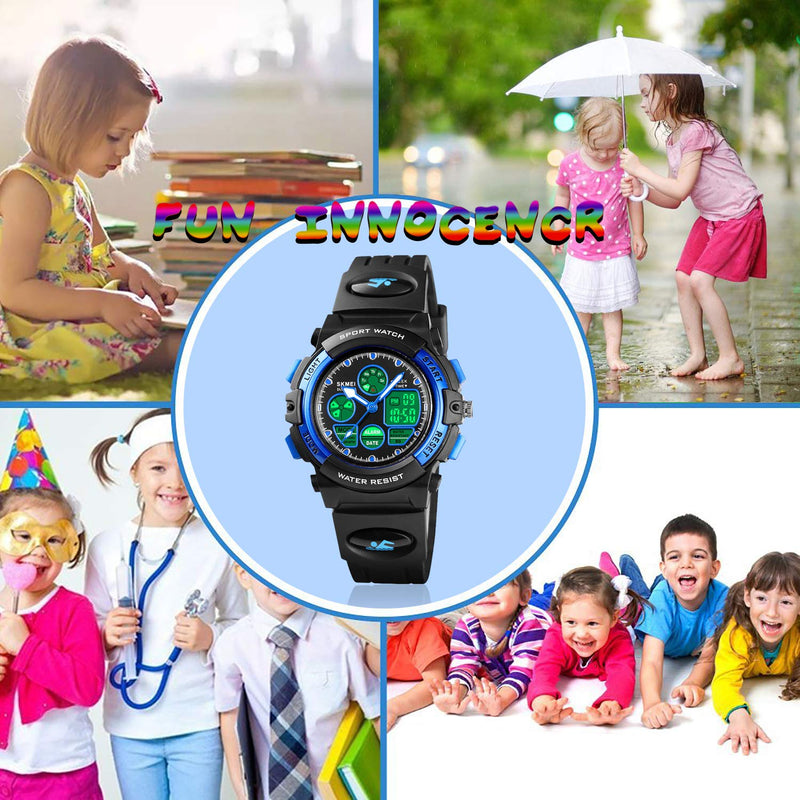 [Australia] - Kids Watches for Boys Girls, Multi Function Waterproof Outdoor Sports Digital Learning Wrist Watch Birthday Gifts for Children Age 5-12 Blue(5-9 yrs) 