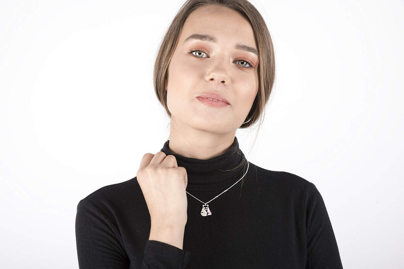 [Australia] - La Menagerie Panda Silver Origami Jewelry & Silver Geometric Necklace – 925 Sterling Plated Silver Necklace & Panda Necklaces for Women – Panda Necklace for Girls & Origami Necklace 