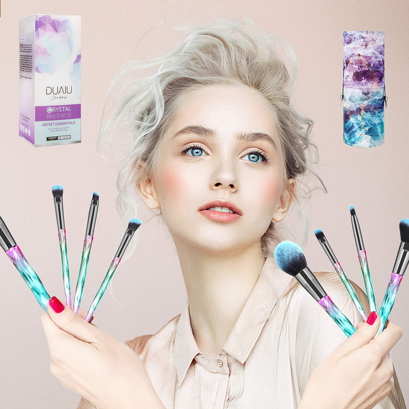 [Australia] - DUAIU Makeup Brushes 15pcs Premium Synthetic Bristles Crystal Handle Set Kabuki Foundation Brush Face Lip Eye Makeup Brush Sets Professional with Starry Gift Box 