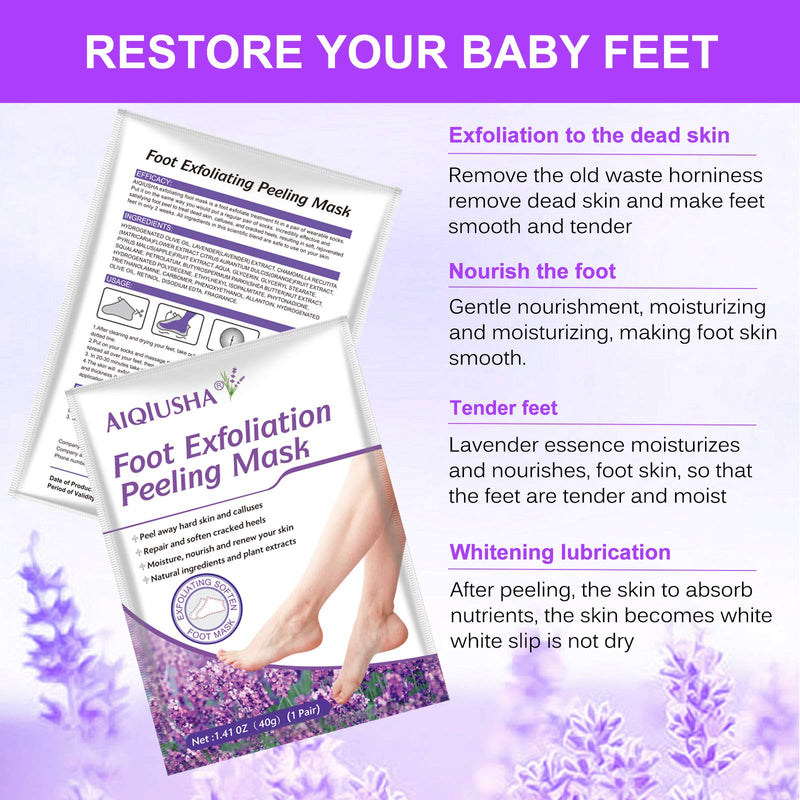 [Australia] - Foot Peel Mask, Foot Mask for Dry Cracked Feet 2 Pack - Remove Dead Skin Calluses Repair Cracked Heels - Make Your Feet Baby Soft Smooth For Men Women Lavender 