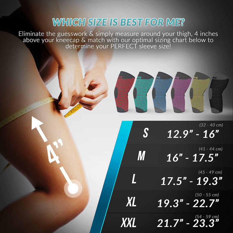 [Australia] - MODVEL Professional Knee Brace | Knee Compression Sleeve Support | FSA or HSA eligible | Medical Grade Knee Pads for Running, Meniscus Tear, ACL, Arthritis, Joint Pain Relief. Turquoise Small 