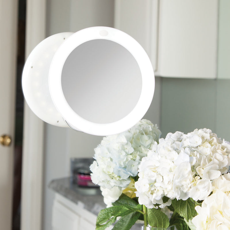 [Australia] - Zadro LED Lighted 10X Magnification Z'Swivel Power Suction Cup Vanity Wall Mount Beauty Makeup Mirror, White 